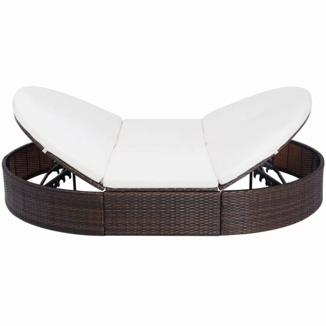 Outdoor-lounge-bett Mit Polster Poly Rattan Braun günstig online kaufen