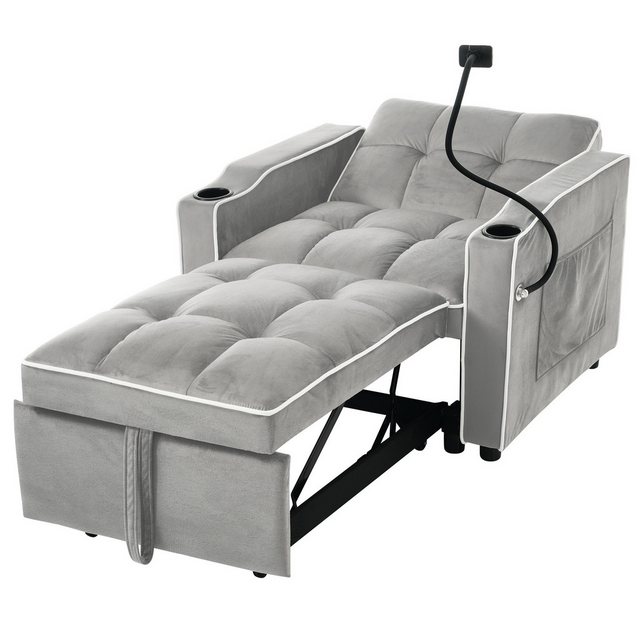 Merax Schlafsofa mit 3-in-1 Bettfunktion, Loungesessel mit Getränke- & Hand günstig online kaufen