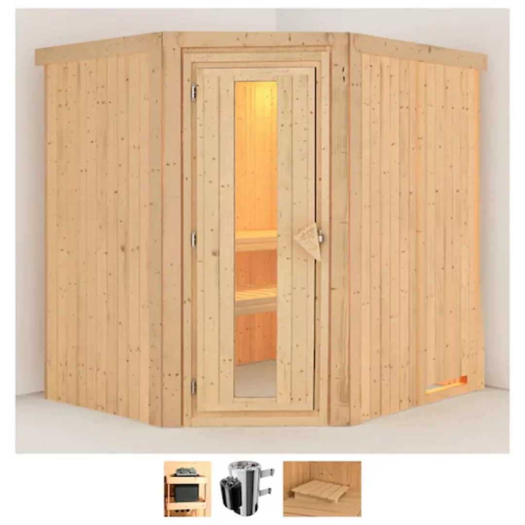 Karibu Sauna »Laila«, (Set), 3,6-kW-Plug & Play Ofen mit integrierter Steue günstig online kaufen