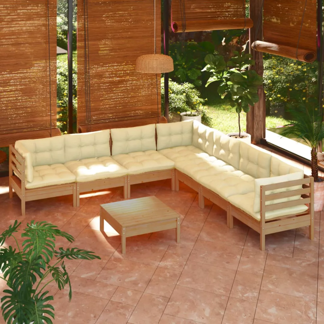 8-tlg. Garten-lounge-set Mit Kissen Honigbraun Kiefernholz günstig online kaufen