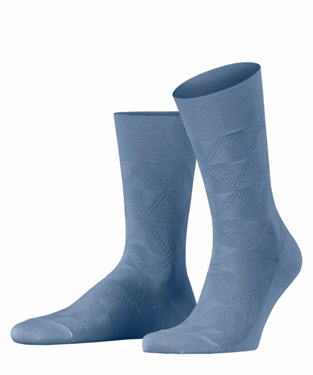 FALKE Sensitive Soft Winter Herren Socken, 39-40, Blau, Geometrisch, Schurw günstig online kaufen