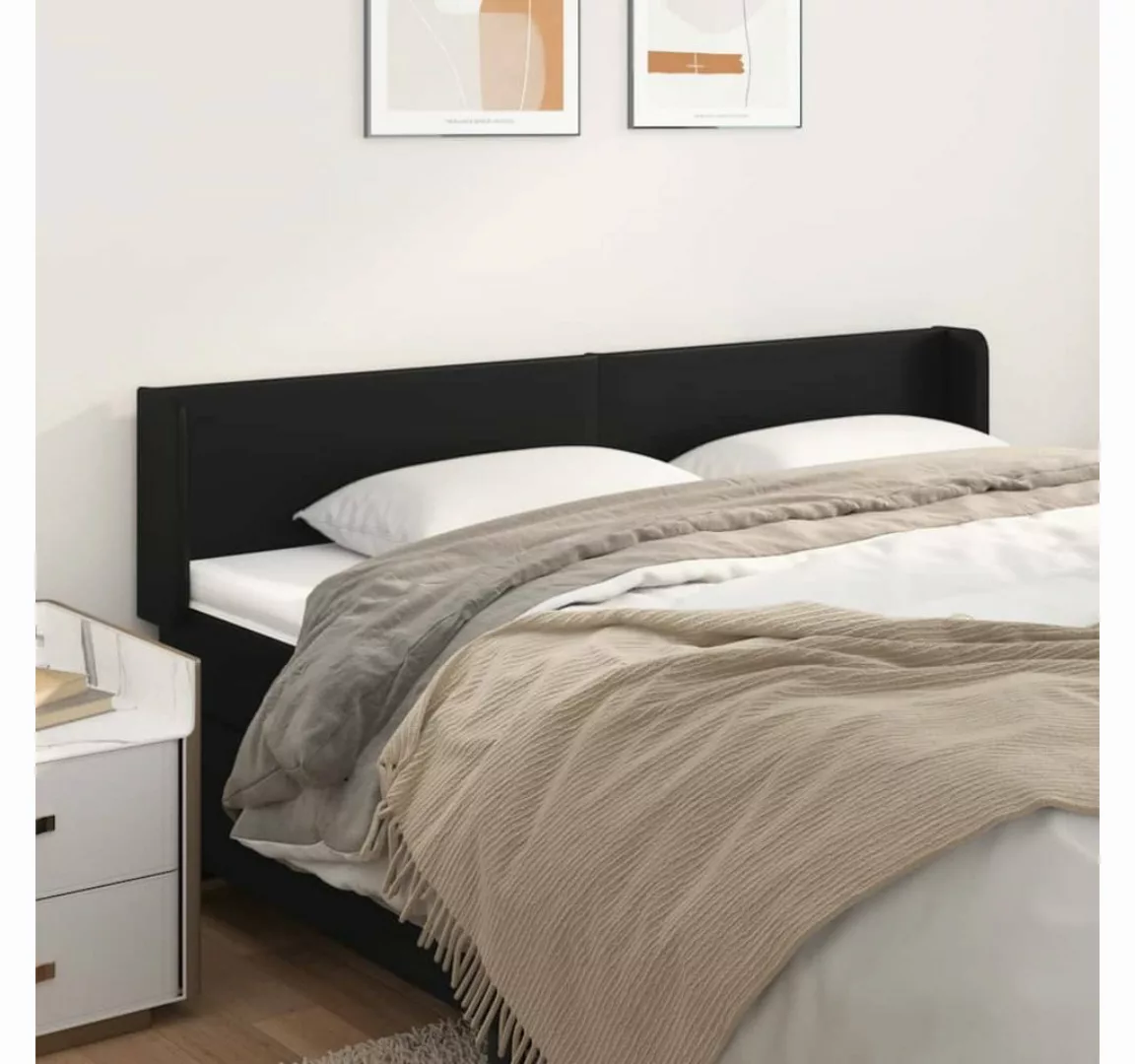 vidaXL Bett, Kopfteil mit Ohren Schwarz 203x16x78/88 cm Kunstleder günstig online kaufen