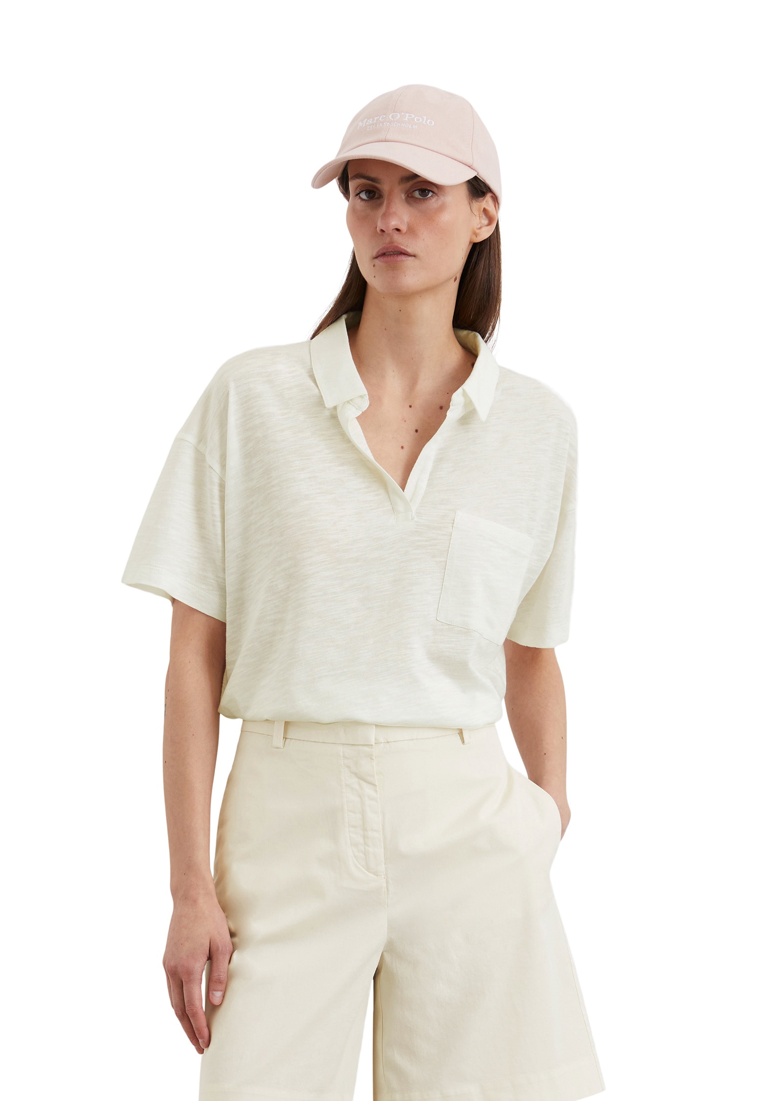 Marc OPolo Poloshirt "aus Organic Cotton-Viskose-Mix" günstig online kaufen