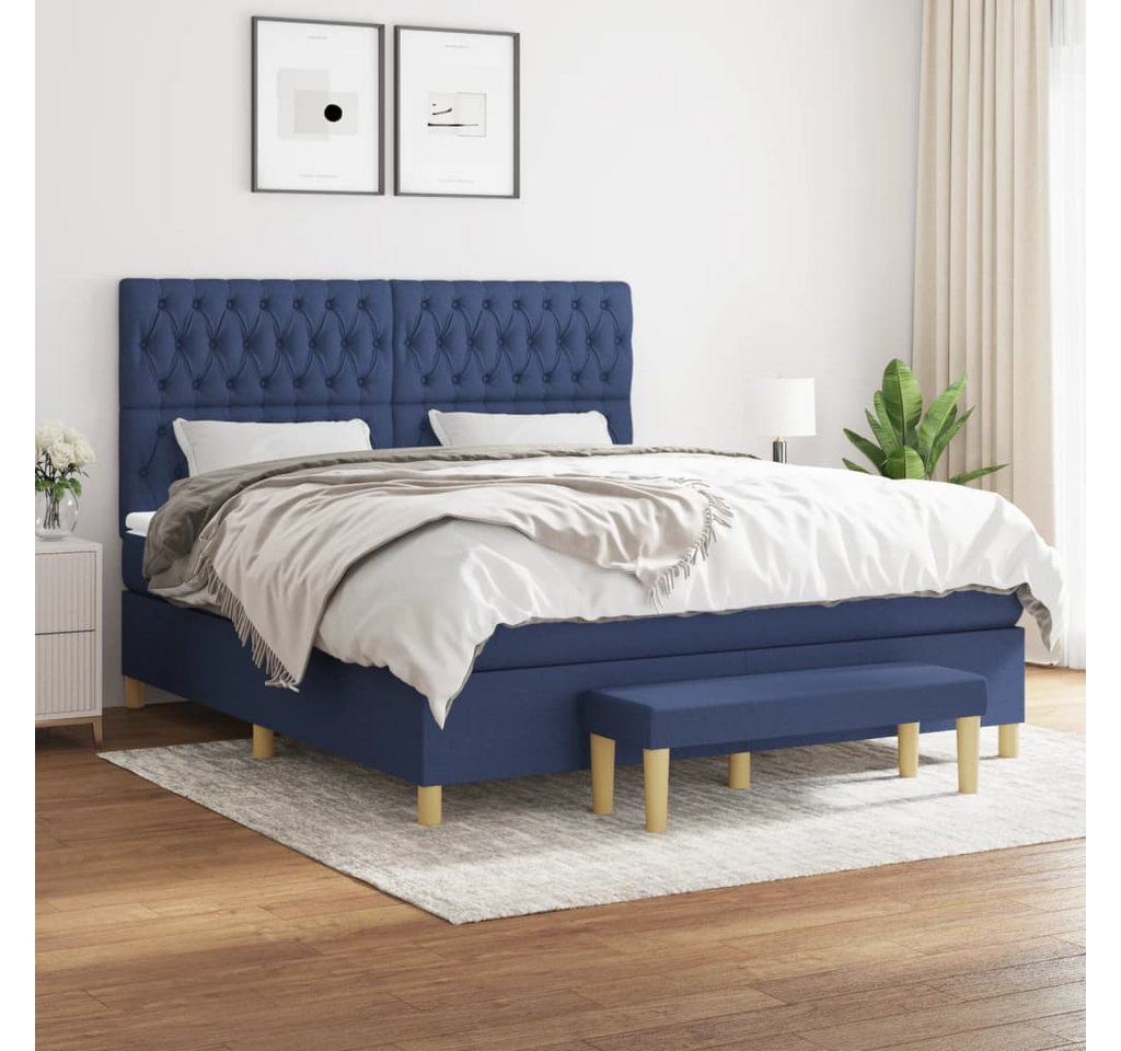 vidaXL Boxspringbett Boxspringbett mit Matratze Blau 180x200 cm Stoff Bett günstig online kaufen