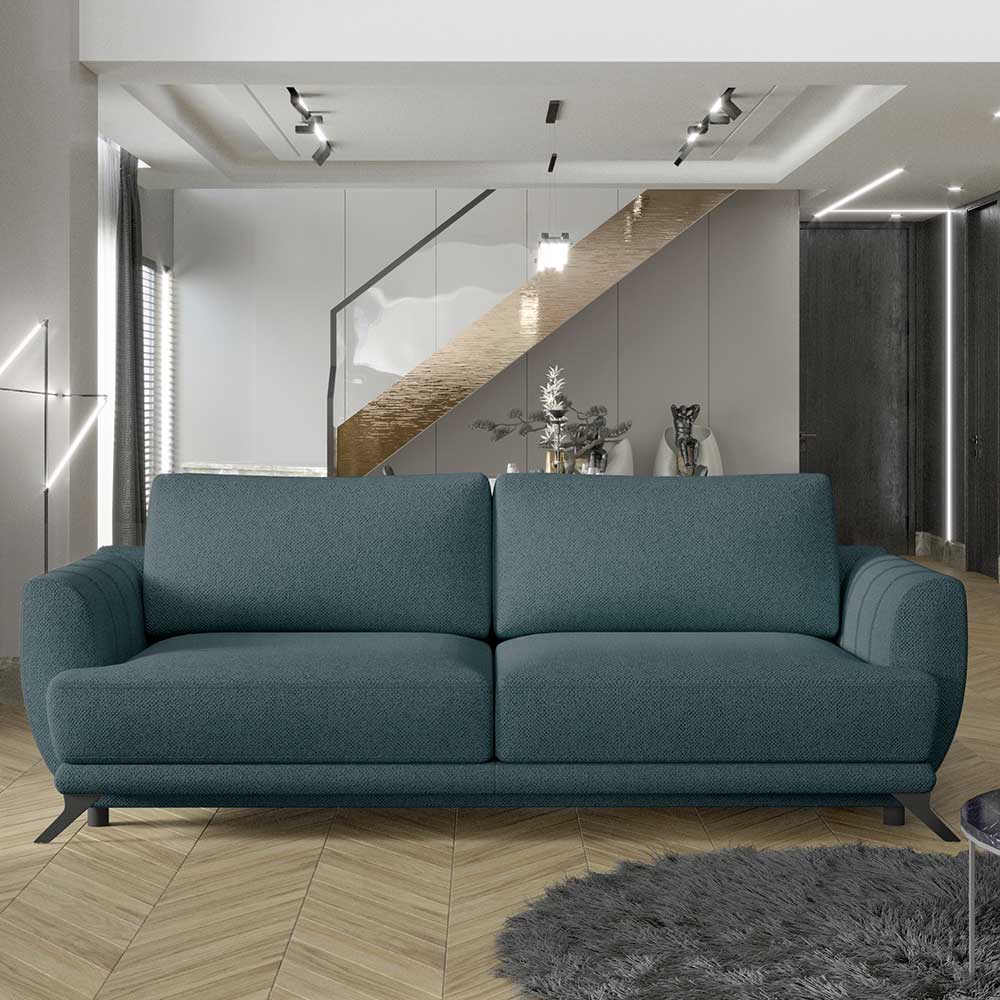 Sofa Dreisitzer Couch aus Webstoff in Petrol günstig online kaufen