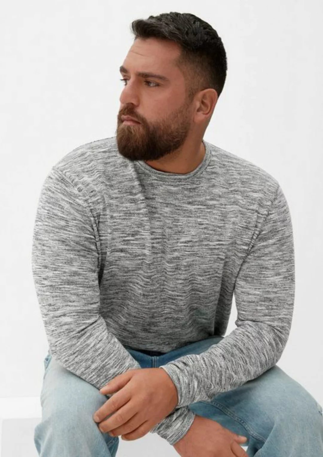 s.Oliver Strickpullover Melierter Feinstrickpullover Dip Dye günstig online kaufen