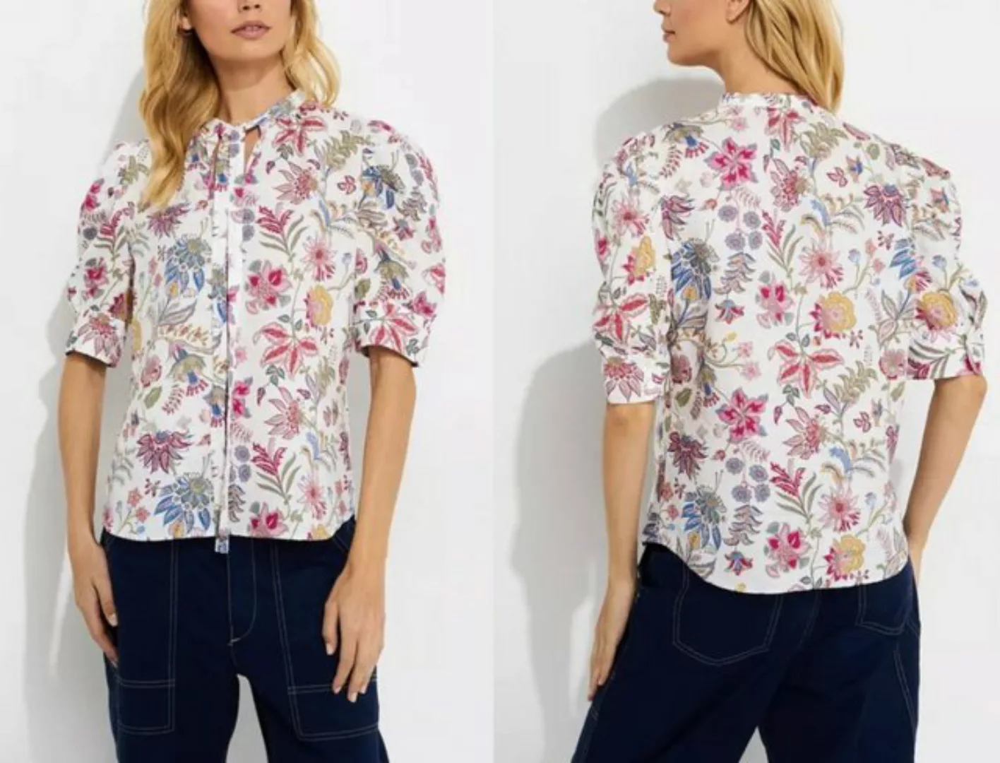 Ralph Lauren T-Shirt POLO RALPH LAUREN Floral Crepe Linen Tie-neck Blouse T günstig online kaufen