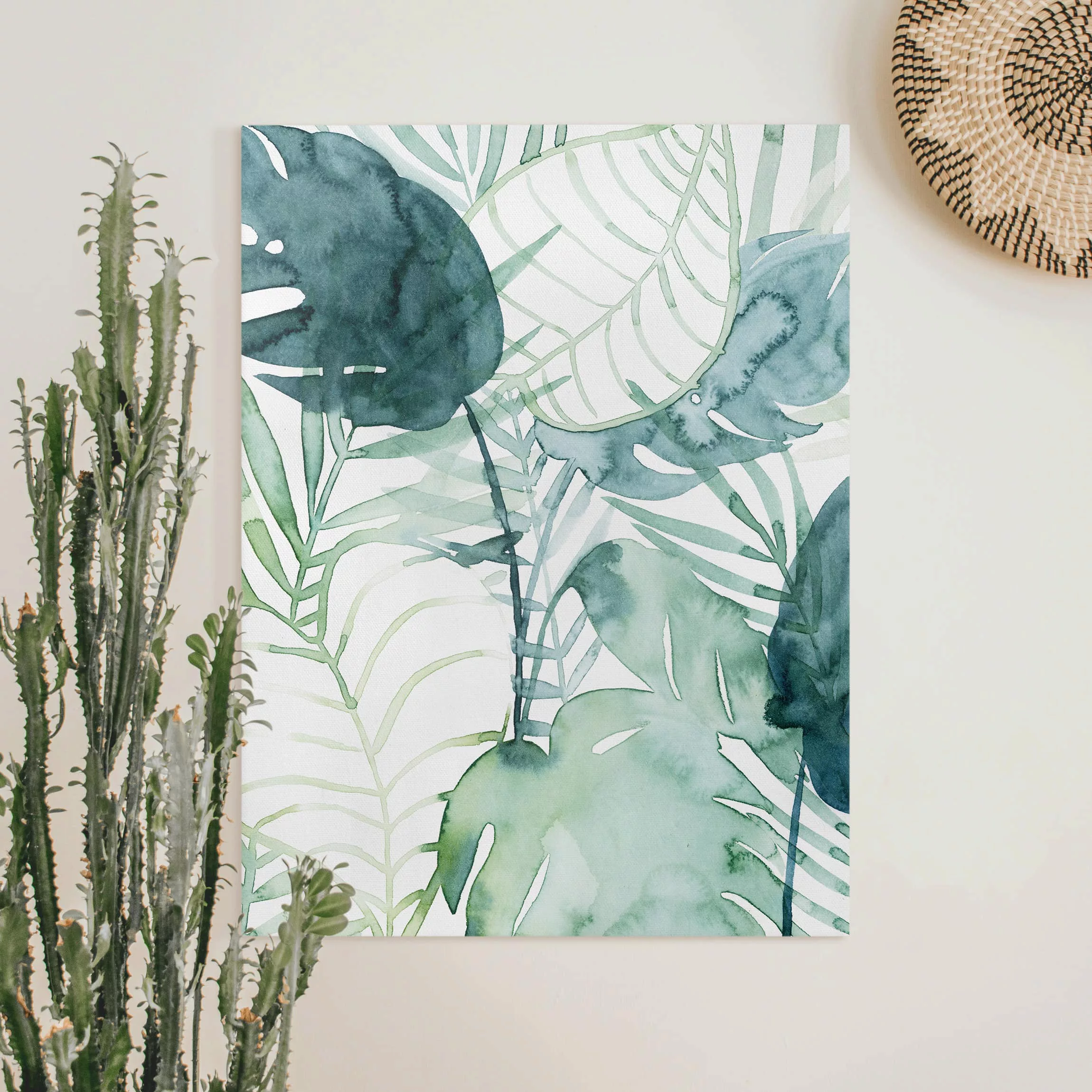 Leinwandbild Botanik - Hochformat Palmwedel in Wasserfarbe II günstig online kaufen