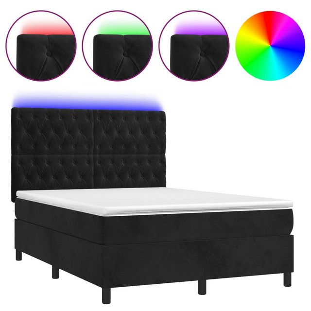 vidaXL Boxspringbett Boxspringbett mit Matratze & LED Samt (140 x 190 cm, S günstig online kaufen