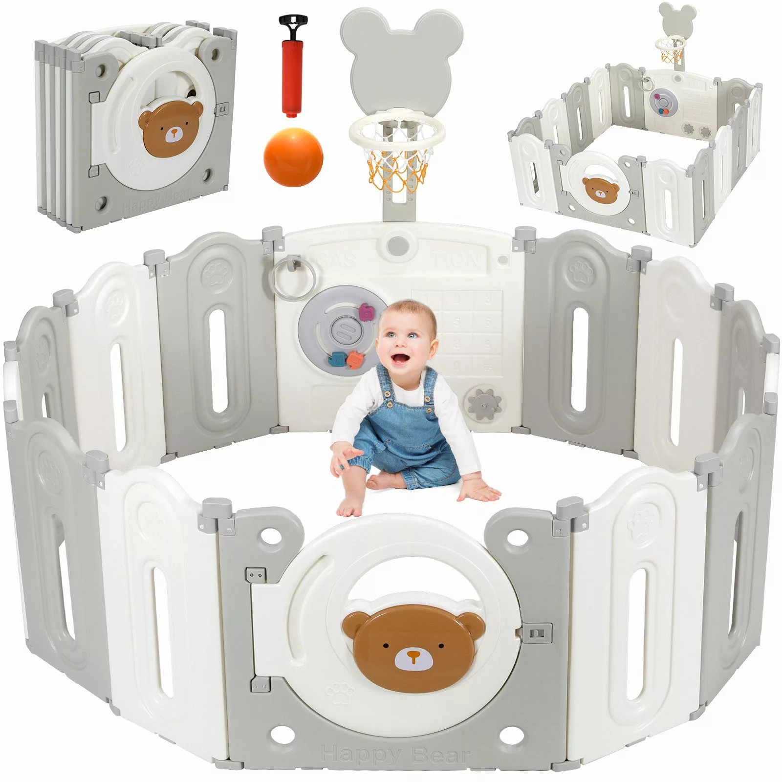 TLGREEN Laufgitter Baby Laufstall XXL,143×143×64cm, Faltbar günstig online kaufen