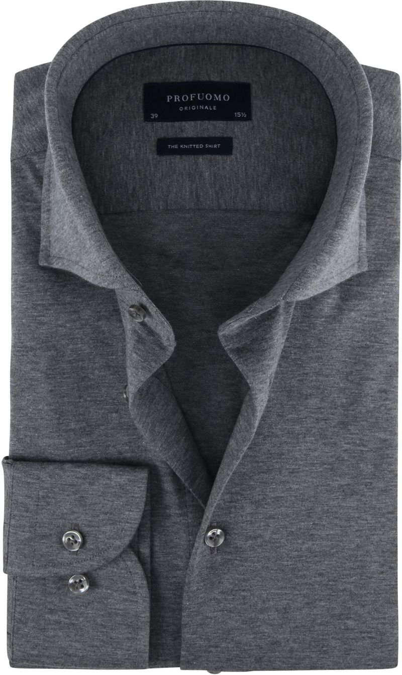 Profuomo Knitted Jersey Hemd Grau - Größe 43 günstig online kaufen