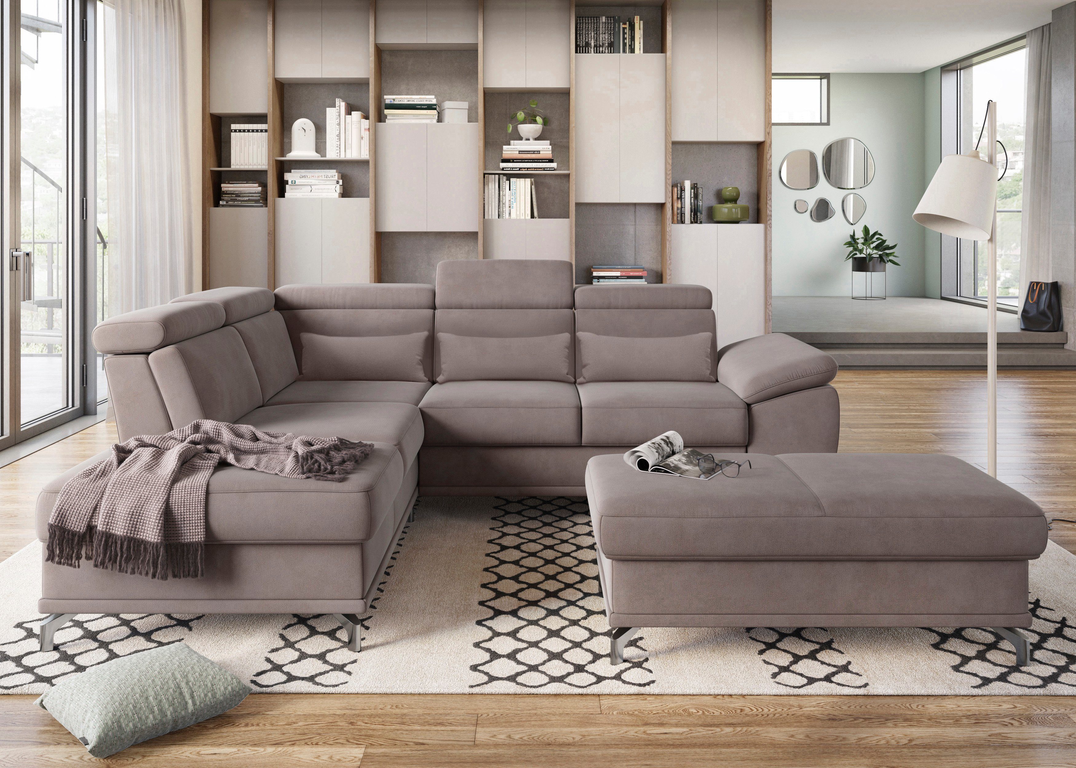 sit&more Ecksofa "Cabrio L-Form, mit Sitztiefenverstellung, Arm- und Kopfte günstig online kaufen