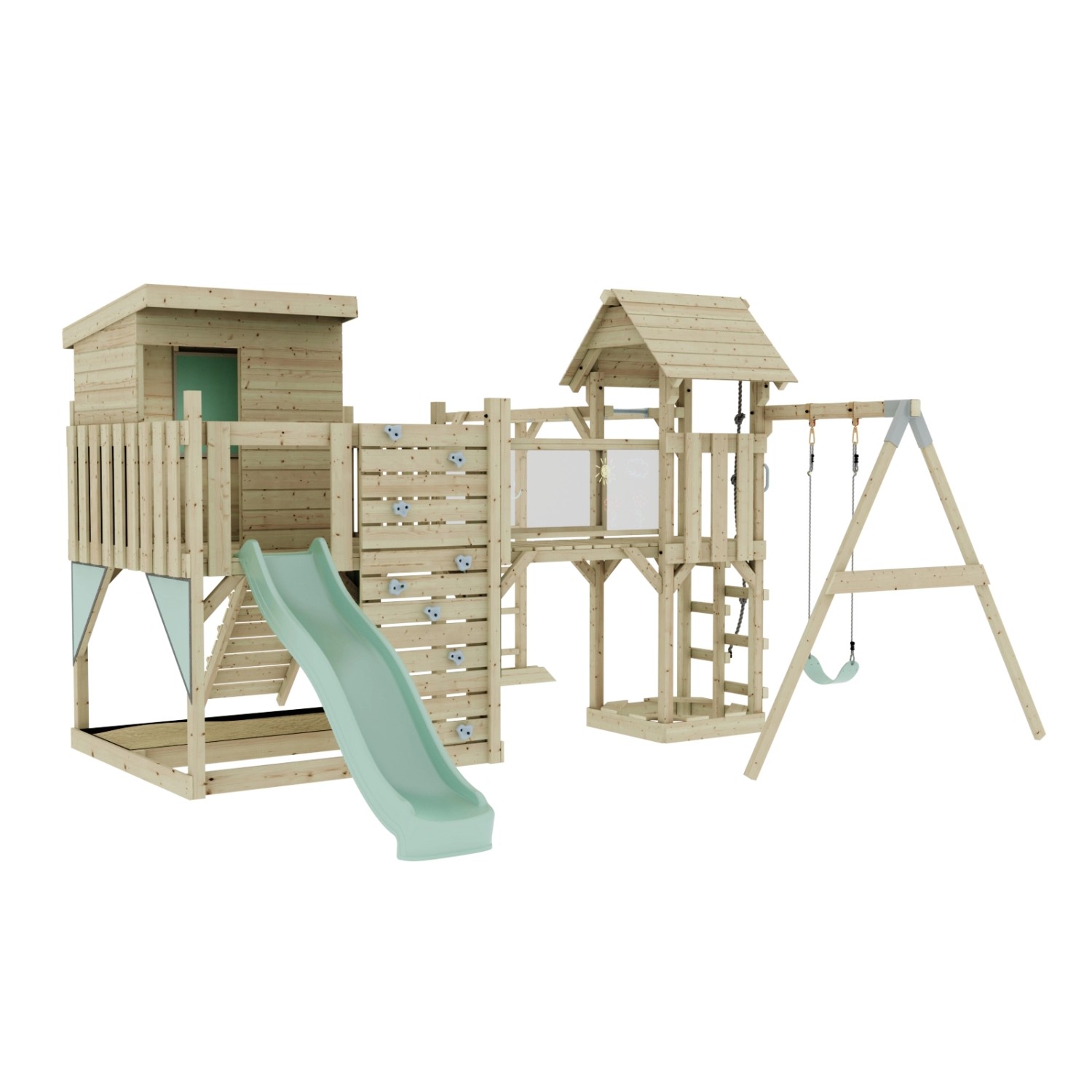 OutdoorToys Spielturm Lene mit Kinderschaukel Mintgrün günstig online kaufen