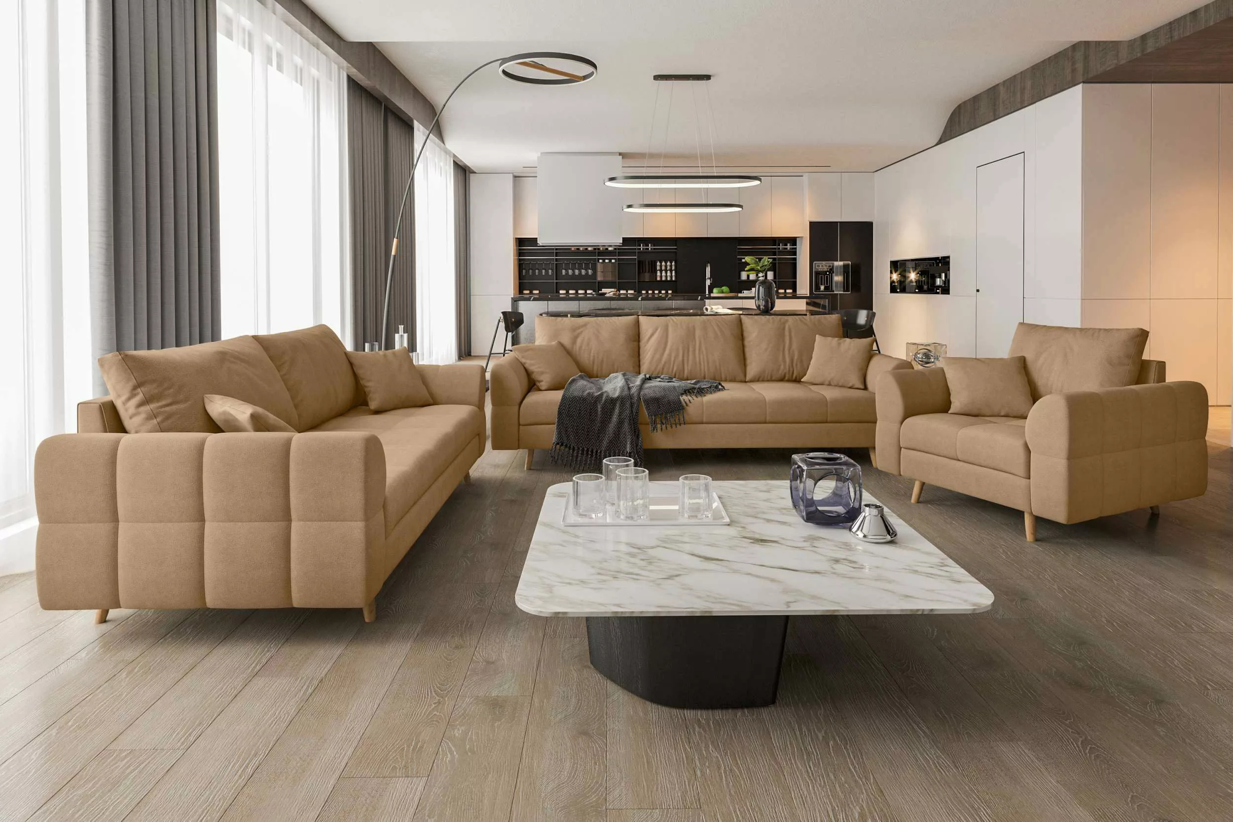 99rooms Polstergarnitur Bello, (Couchgarnitur, Set (3-tlg), günstig online kaufen