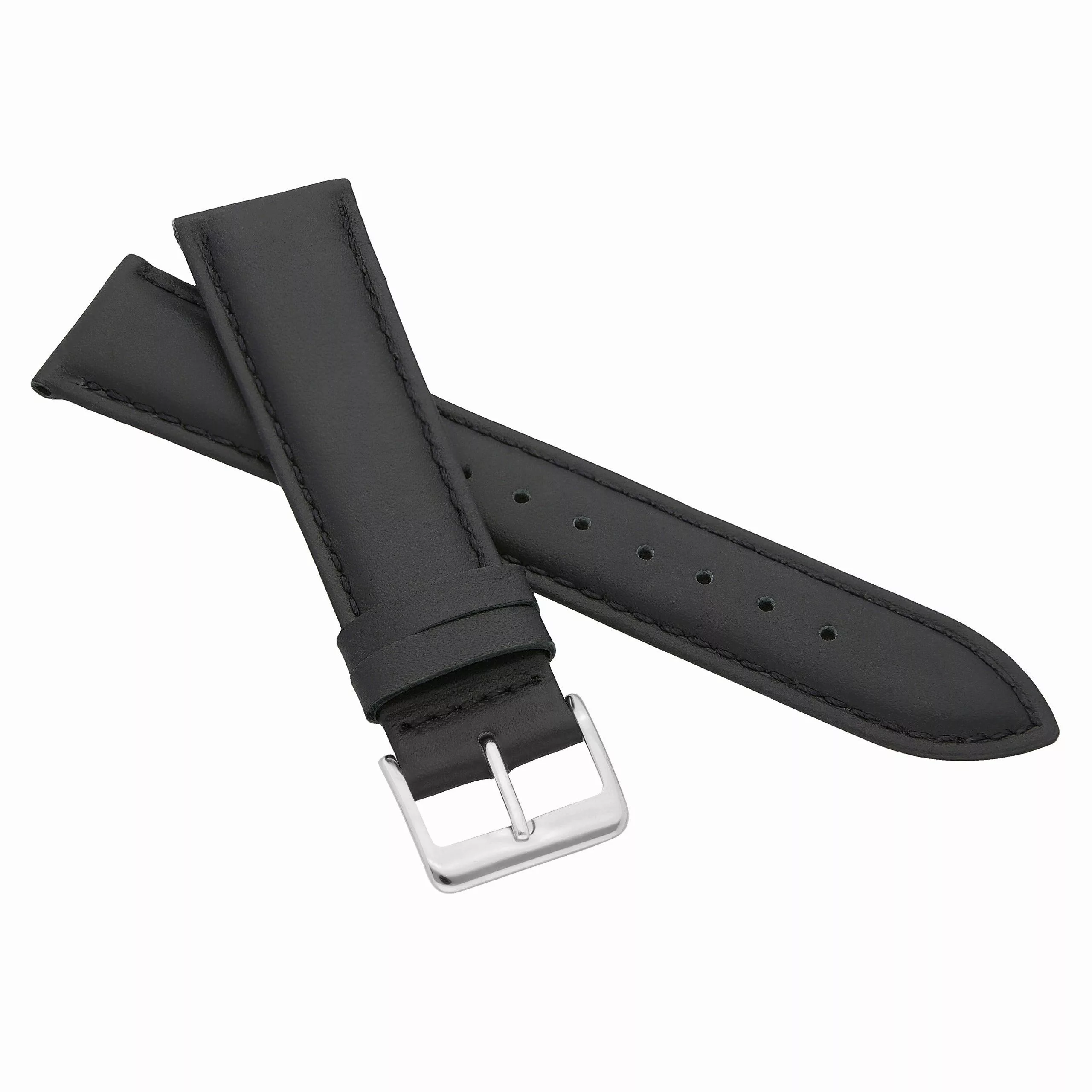 MARCHEL Uhrenarmband LLB-10 Schwarz, Hochwertiges Kalbsleder günstig online kaufen
