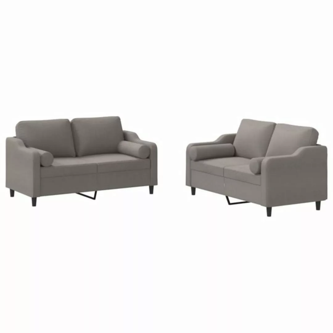 vidaXL Sofa Sofagarnitur Set mit Kissen Stoff, 2-tlg., Taupe günstig online kaufen