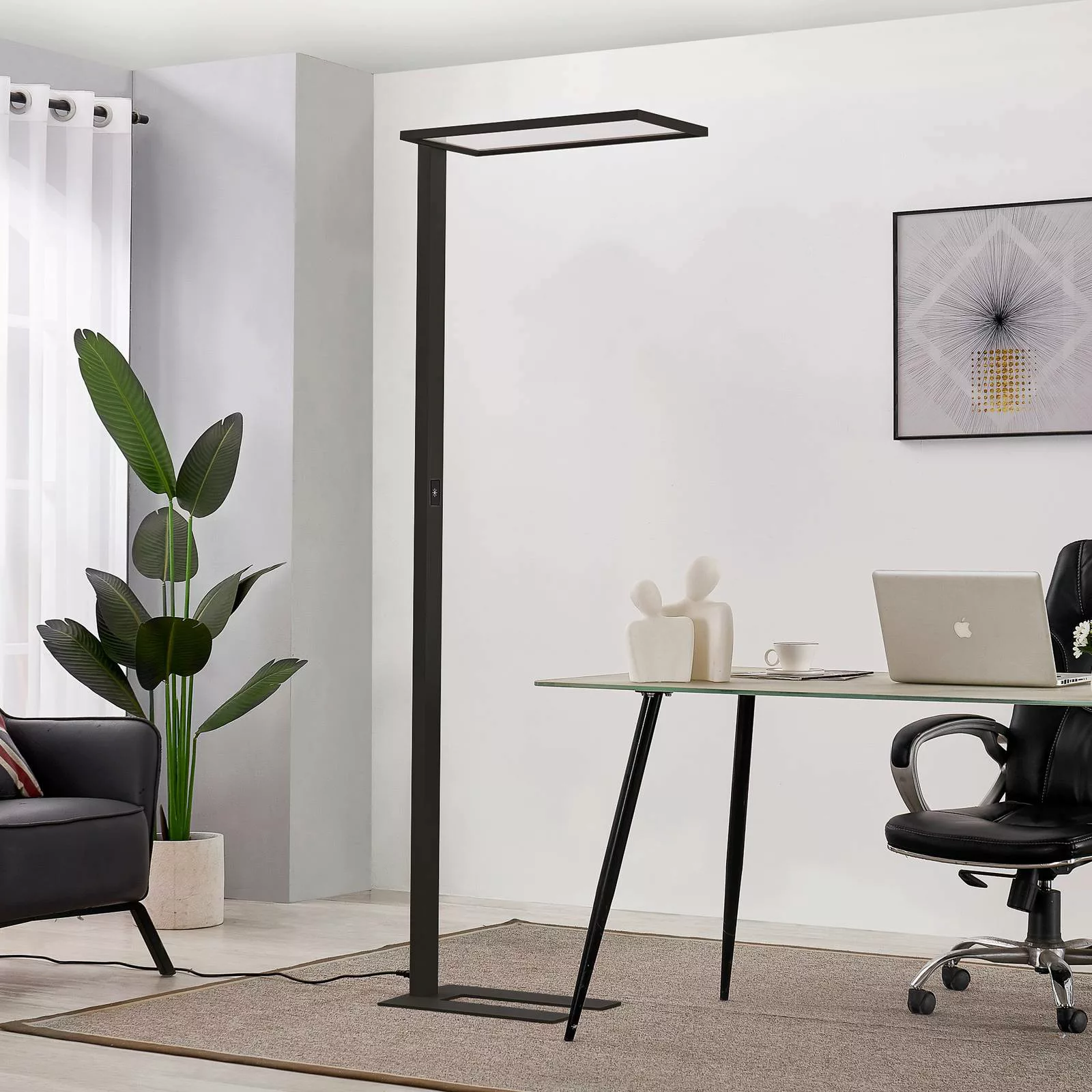 Prios Taronis LED-Büro-Stehlampe, Dimmer, schwarz günstig online kaufen