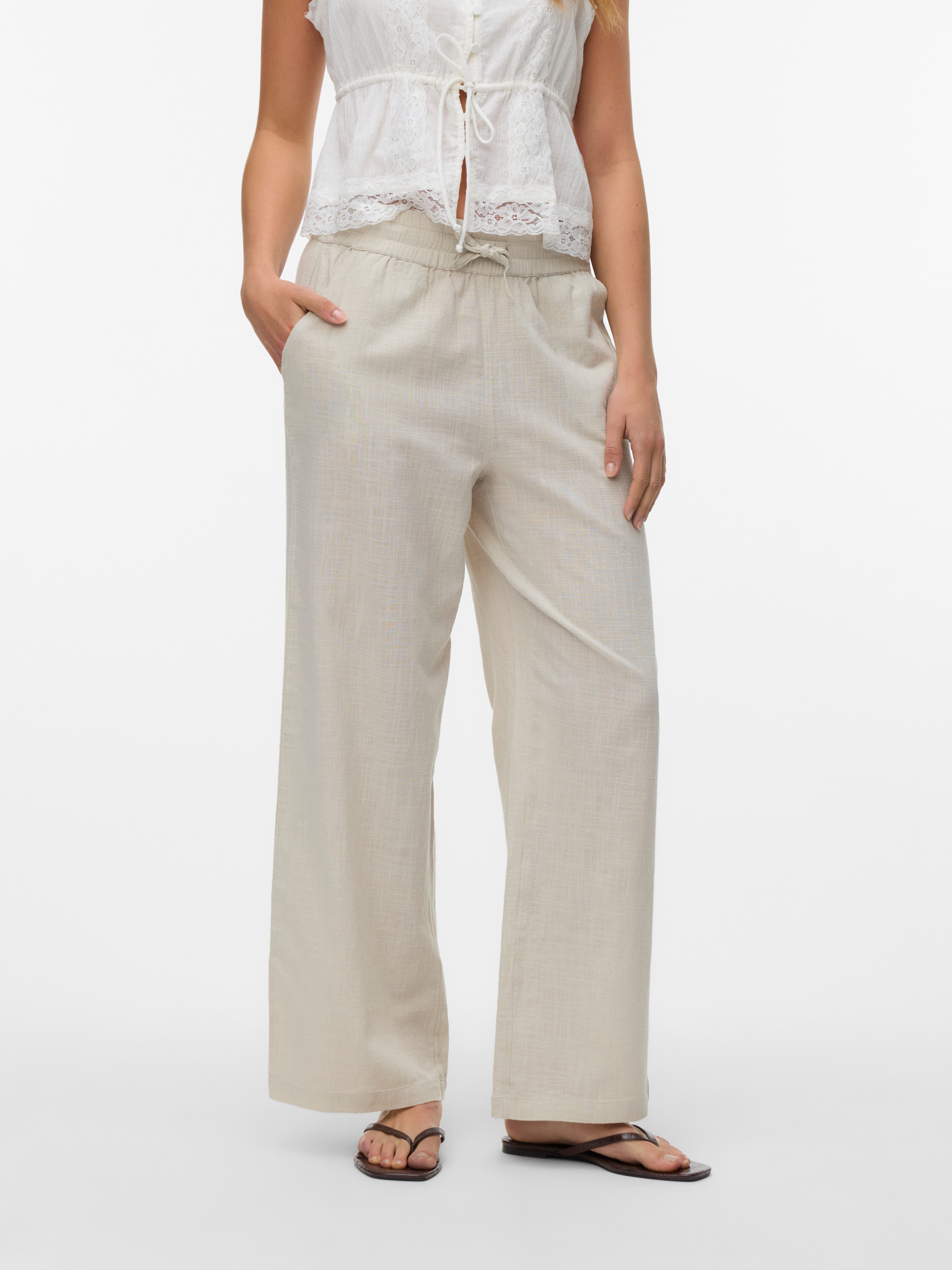 Vero Moda Schlupfhose "VMCAIA MW WIDE PANT WVN NOOS", Sommerhose, mit Leine günstig online kaufen