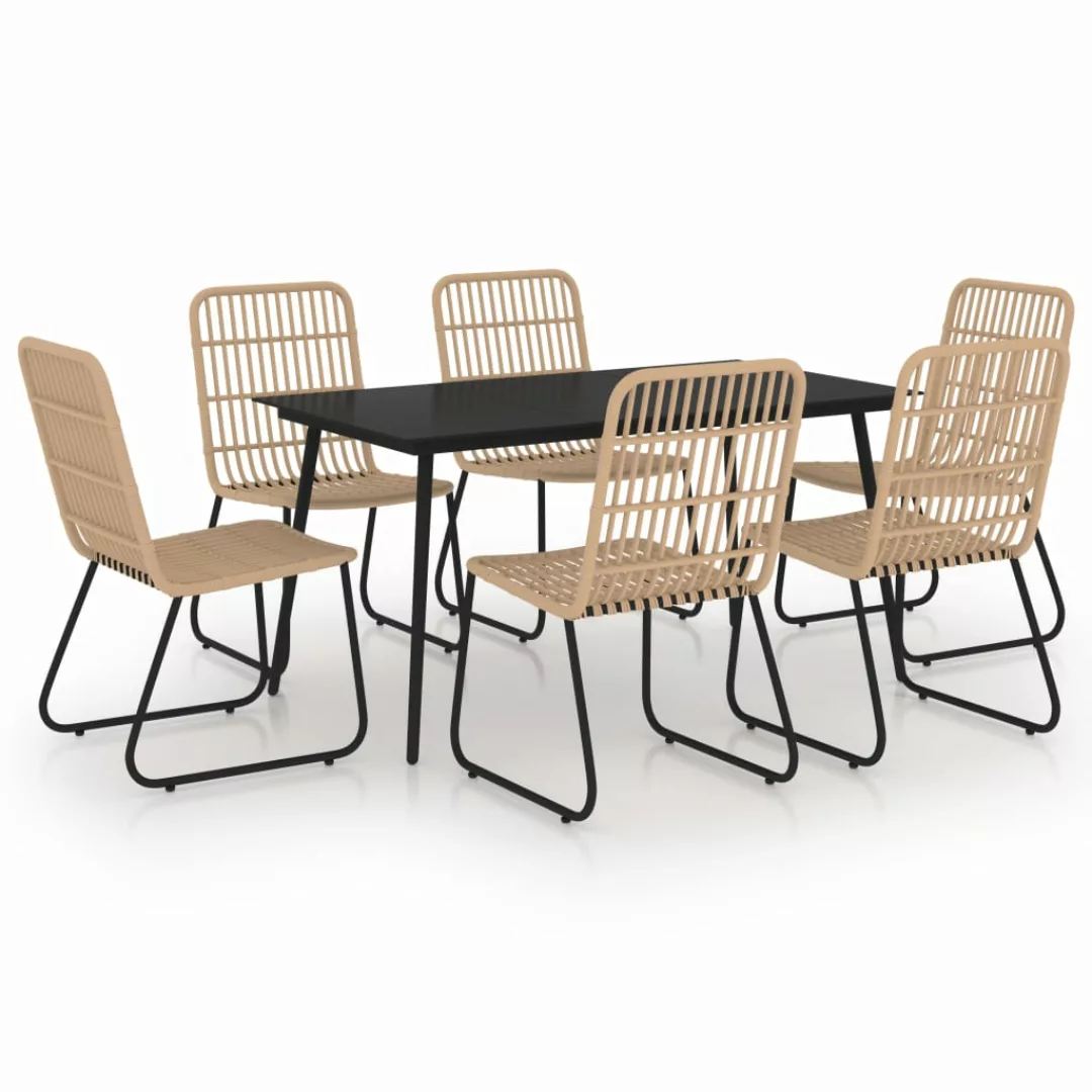 7-tlg. Garten-essgruppe Poly Rattan Und Glas günstig online kaufen