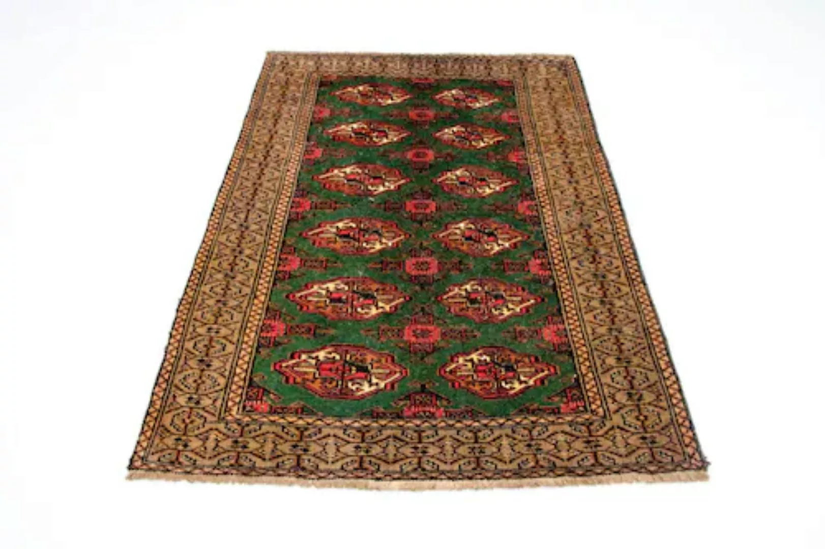 morgenland Wollteppich »Turkaman Teppich handgeknüpft grün«, rechteckig günstig online kaufen