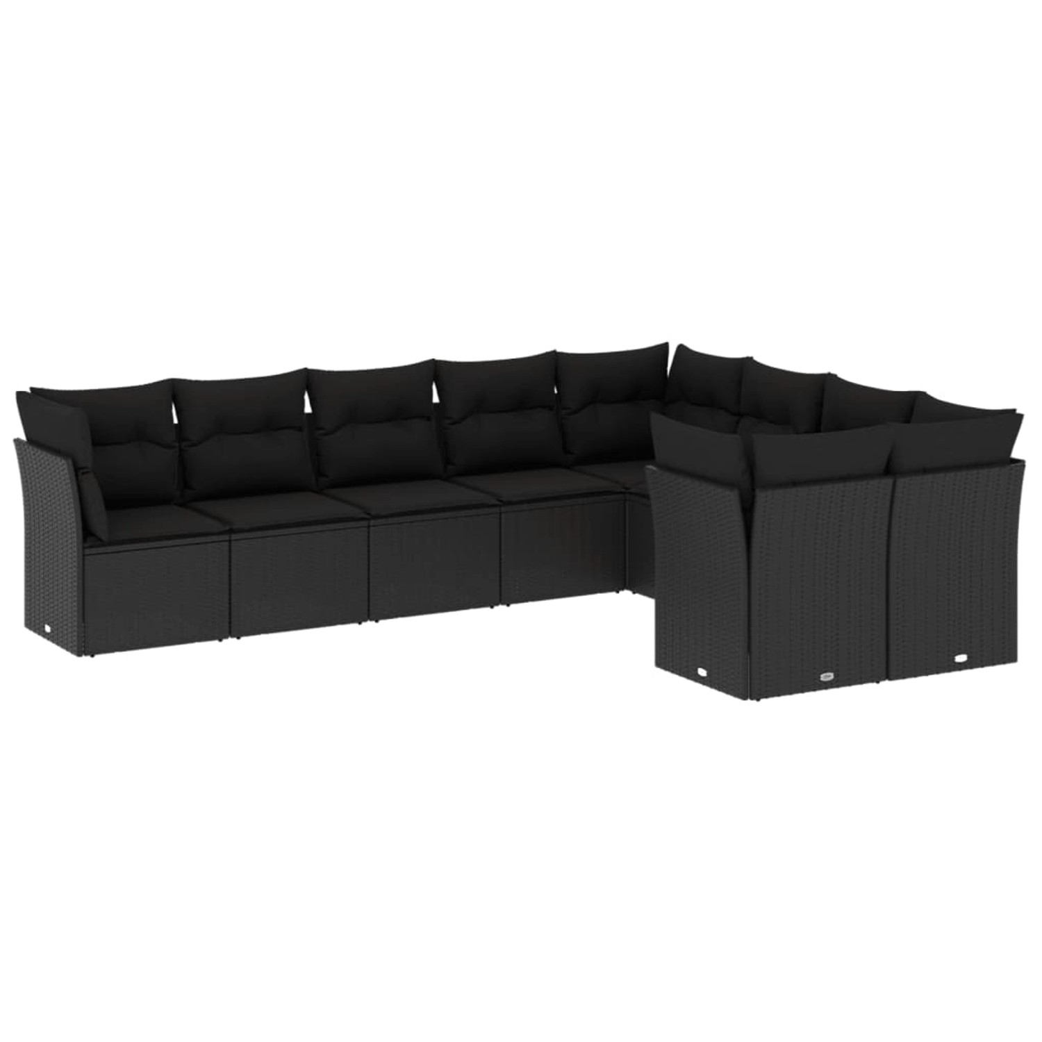 vidaXL 9-tlg Garten-Sofagarnitur mit Kissen Schwarz Poly Rattan Modell 41 günstig online kaufen