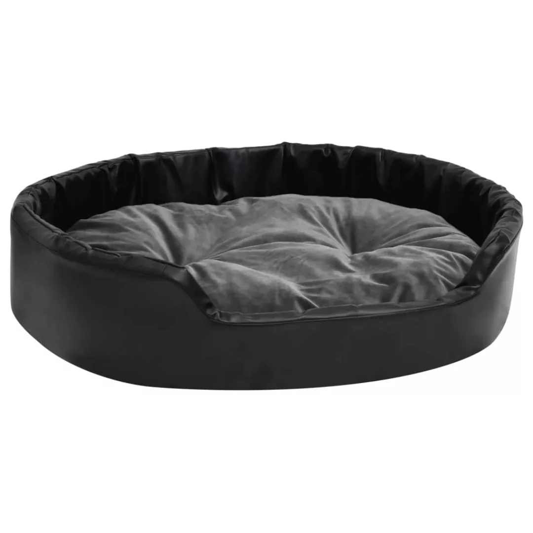 Hundebett Schwarz-dunkelgrau 90x79x20 Cm Plüsch Und Kunstleder günstig online kaufen