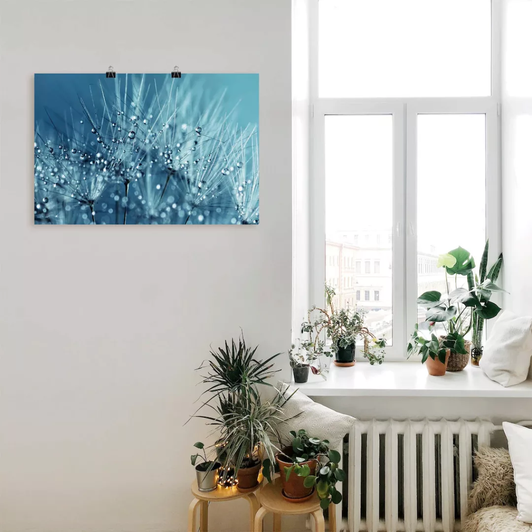 Artland Wandbild »Blaue glitzernde Pusteblume«, Blumen, (1 St.), als Leinwa günstig online kaufen
