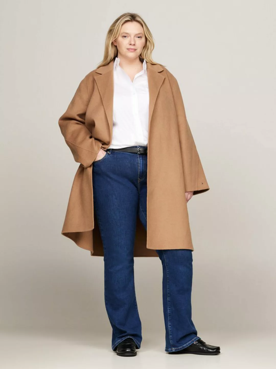 Tommy Hilfiger Curve Kurzmantel CRV REG DF WOOL BELTED COAT in Großen Größe günstig online kaufen