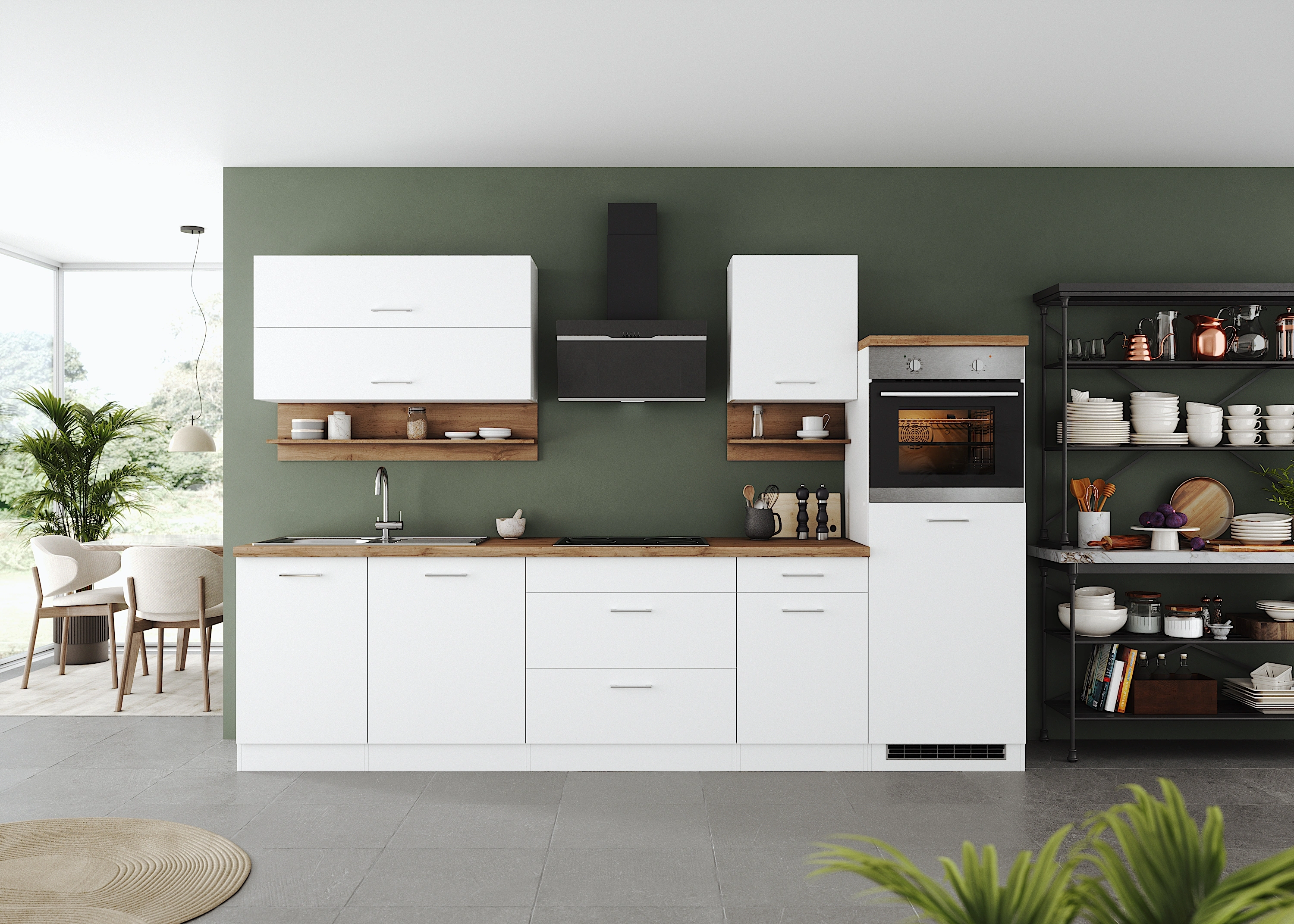 KOCHSTATION Küchenzeile "KS-Milan", 300 cm breit, robuste Metallauszüge, vi günstig online kaufen