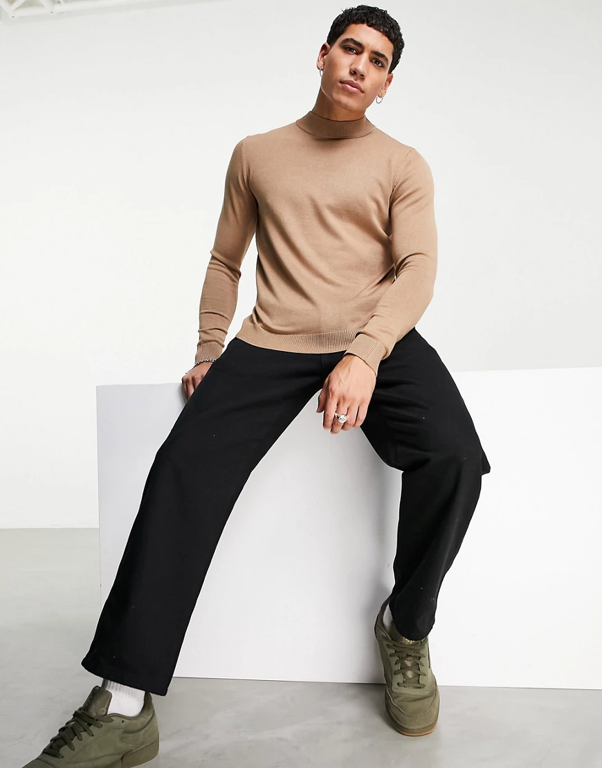 Pull&Bear – Pullover in Camel-Neutral günstig online kaufen