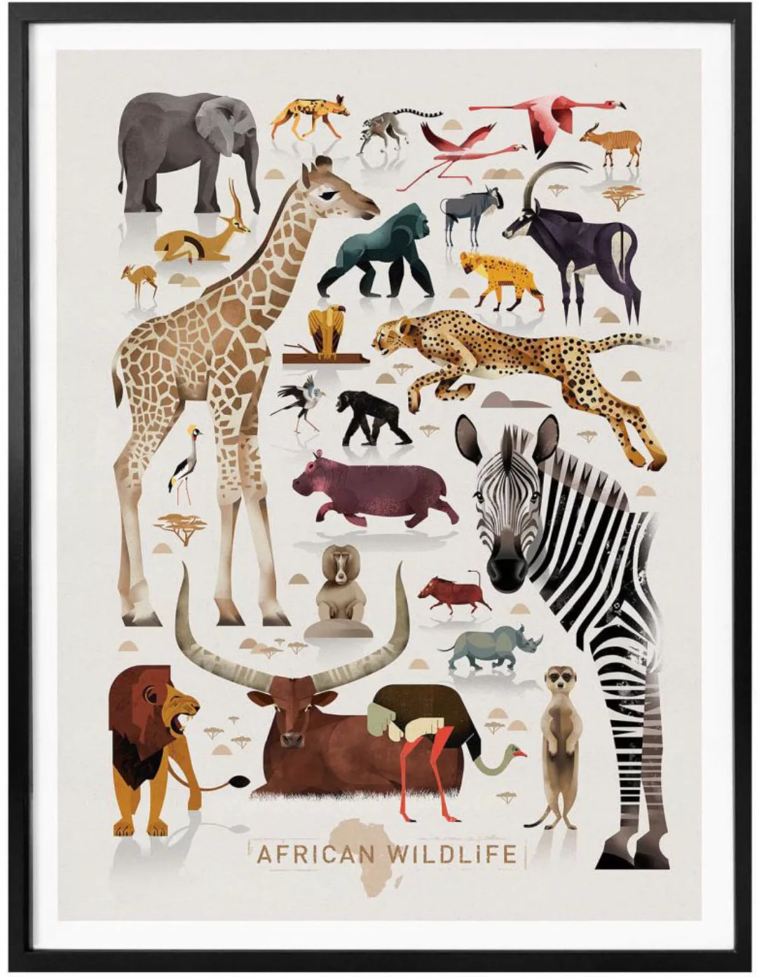 Wall-Art Poster »Africa Safari Tiere Zebra Elefant Löwe«, Afrika, (1 St.), günstig online kaufen