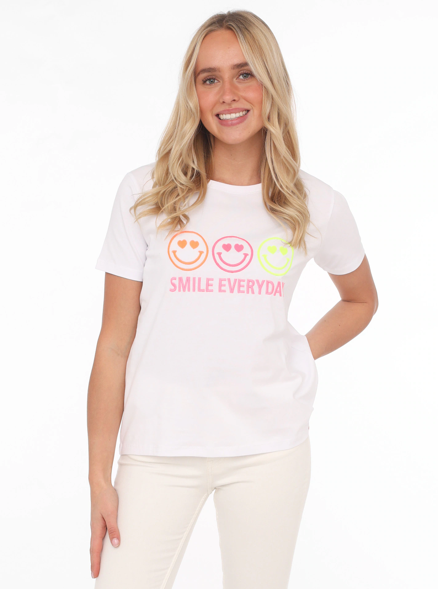 Zwillingsherz T-Shirt ""Smile everyday"", mit motivierendem Schriftzug günstig online kaufen