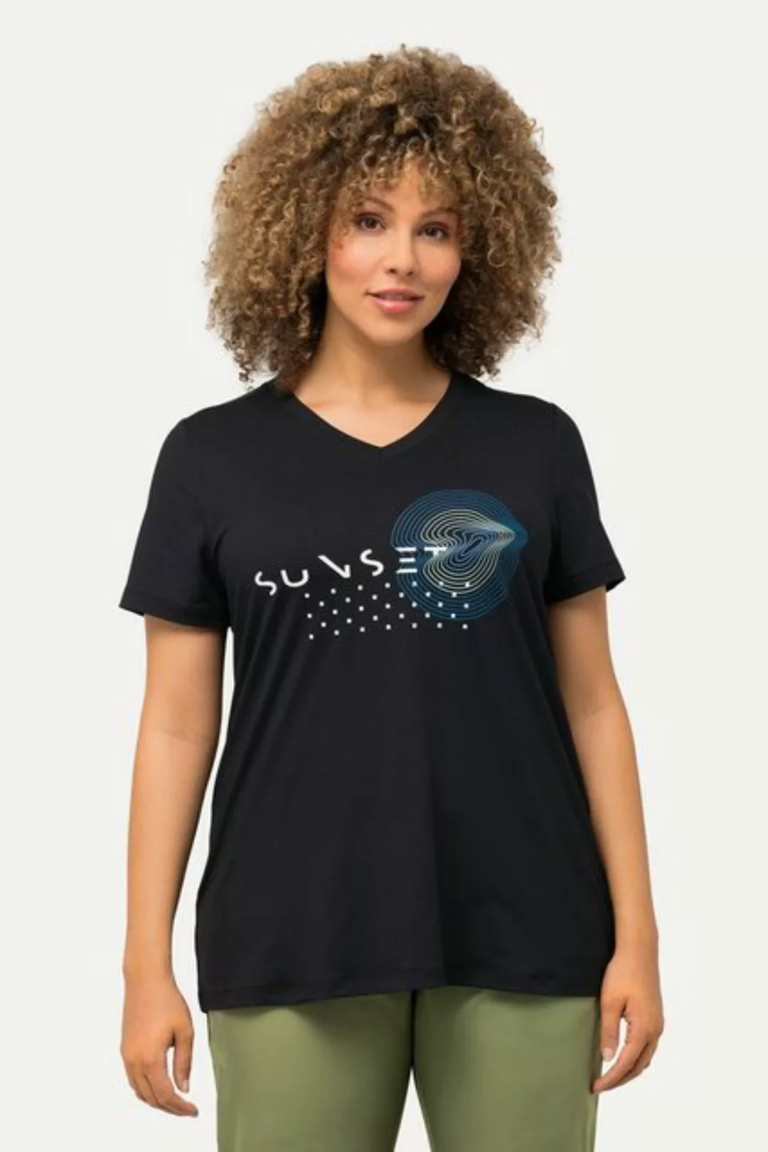 Ulla Popken Rundhalsshirt Funktionsshirt schnelltrocknend V-Ausschnitt günstig online kaufen