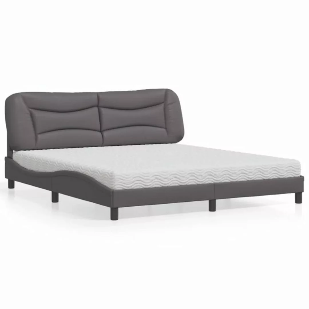 vidaXL Bett Bett mit Matratze Grau 180x200 cm Kunstleder günstig online kaufen