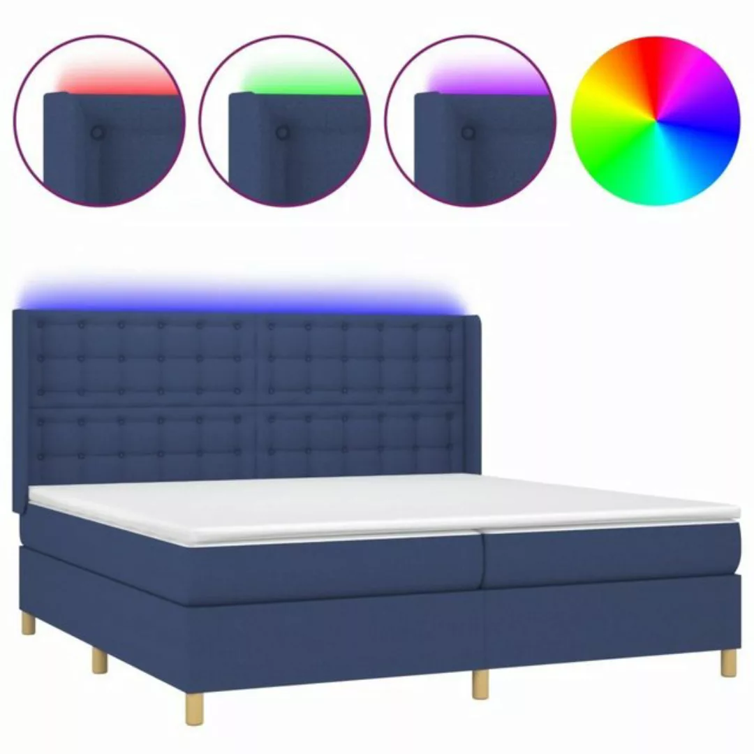 vidaXL Boxspringbett Boxspringbett mit Matratze LED Blau 200x200 cm Stoff B günstig online kaufen