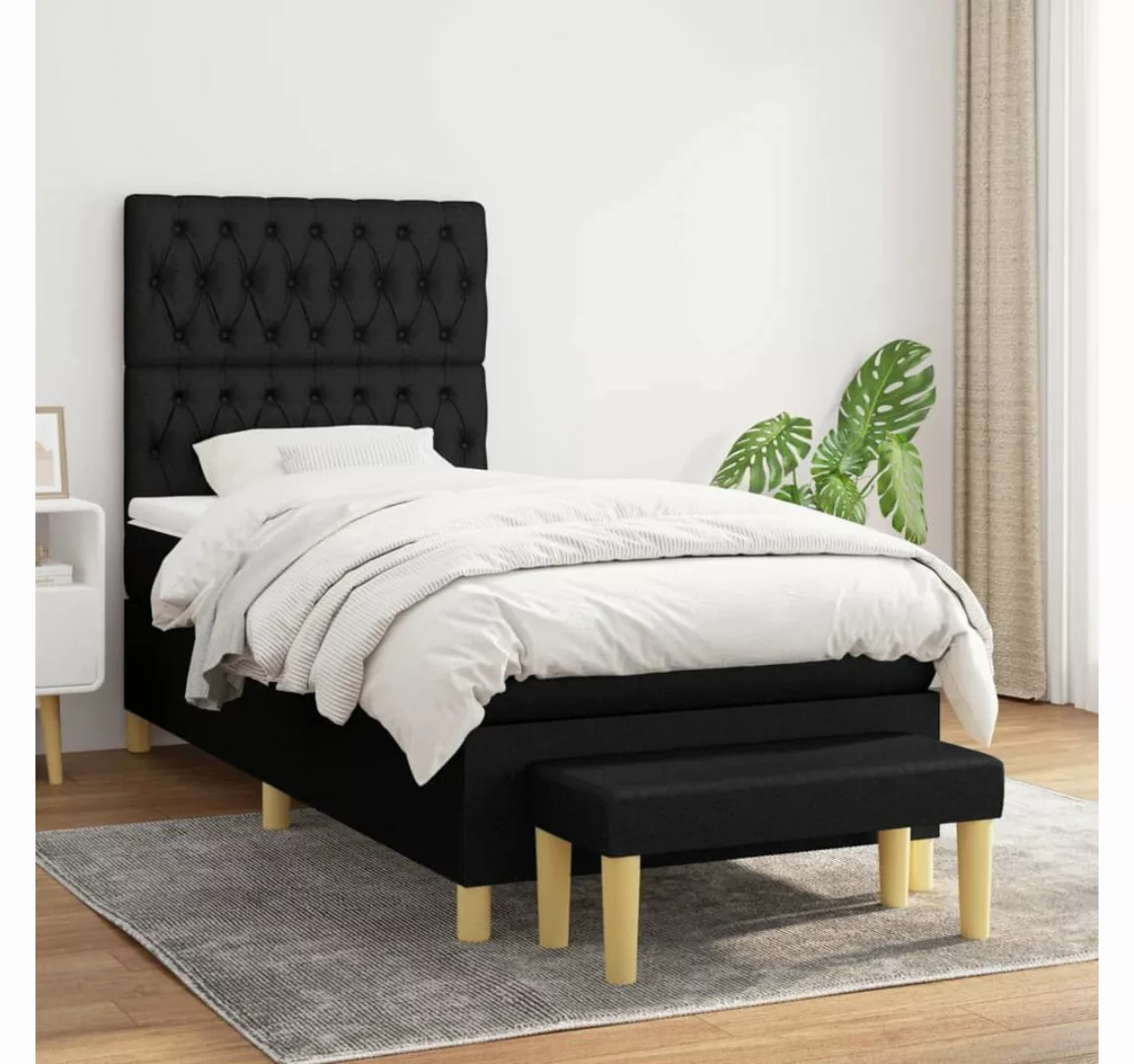 vidaXL Boxspringbett Boxspringbett mit Matratze und Fusshocker Stoff (90 x günstig online kaufen