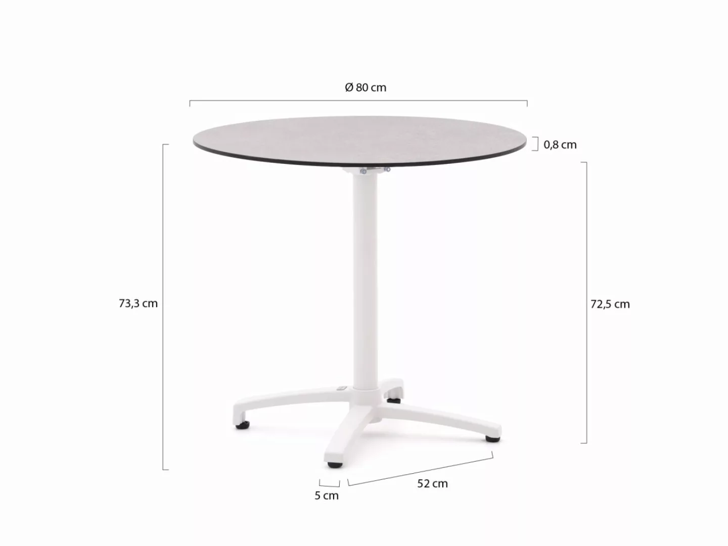 Bellagio Canzo Gartentisch klappbar ø 80 cm (h:73 cm) günstig online kaufen