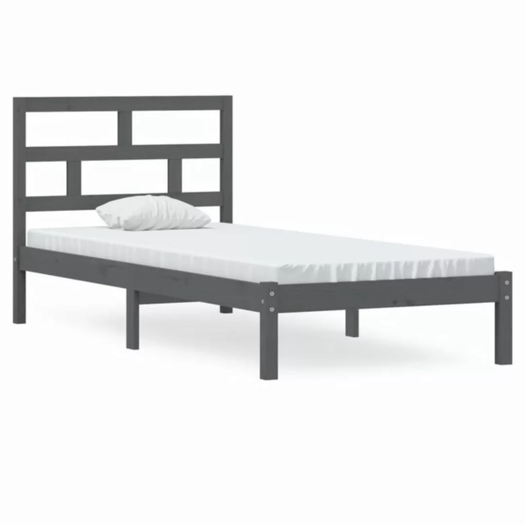 furnicato Bett Massivholzbett Grau Kiefer 90x200 cm günstig online kaufen