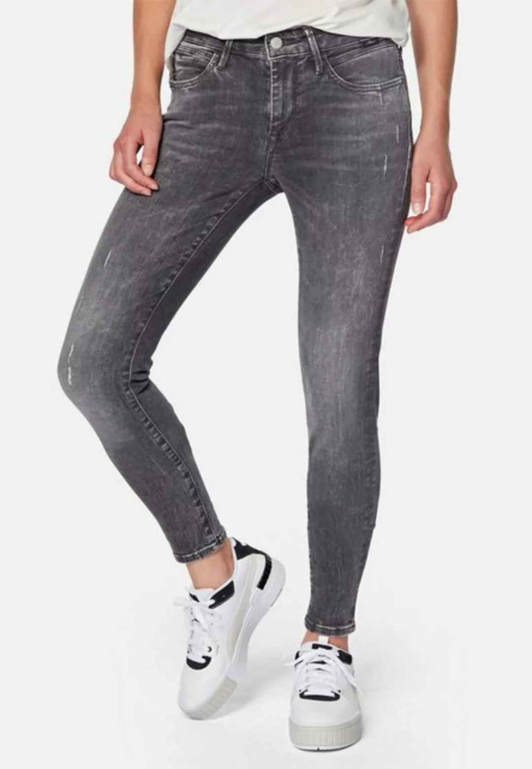 Mavi Damen Jeans Adriana - Super Skinny Fit - Grau -Dark Grey Distressed Gl günstig online kaufen