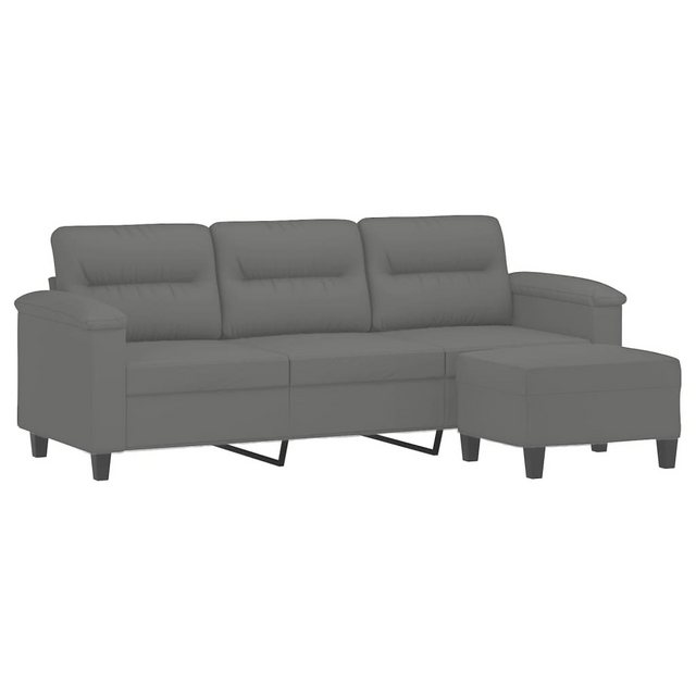 vidaXL Sofa 3-Sitzer-Sofa mit Hocker Dunkelgrau 180 cm Mikrofasergewebe günstig online kaufen