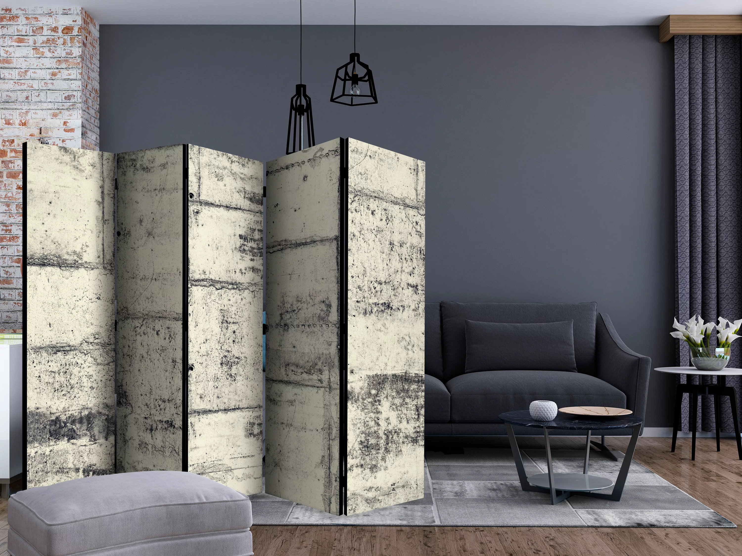 5-teiliges Paravent - Love The Concrete Ii [room Dividers] günstig online kaufen