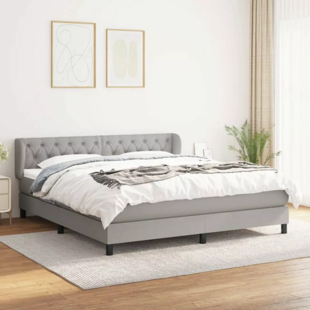 vidaXL Boxspringbett Boxspringbett mit Matratze Hellgrau 160x200 cm Stoff B günstig online kaufen