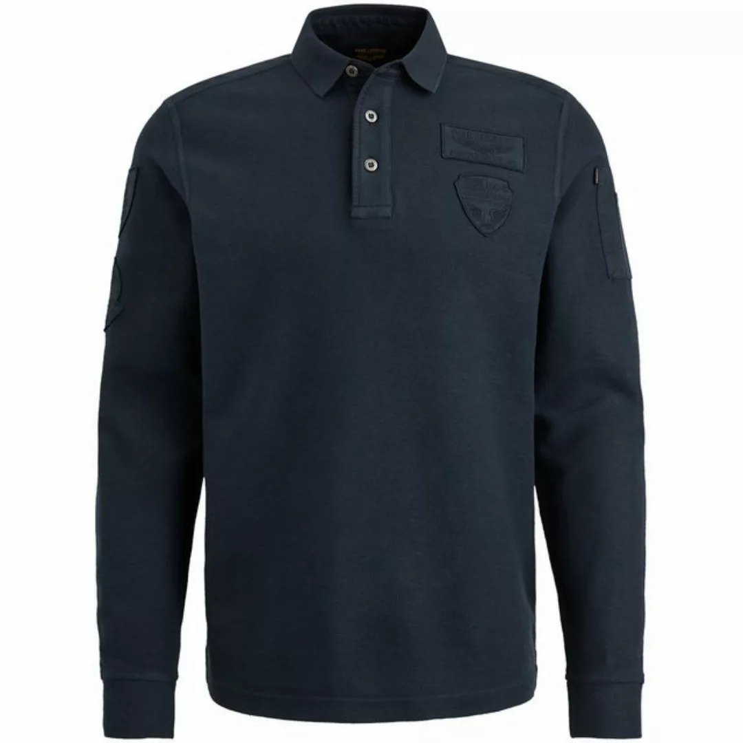 PME Legend Long Sleeve Poloshirt Struktur Navy - Größe XL günstig online kaufen