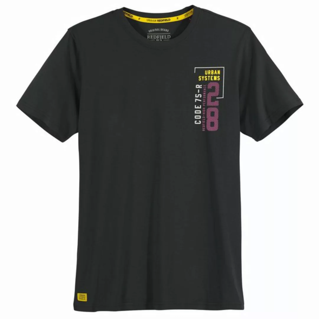 redfield Rundhalsshirt Große Größen Herren T-Shirt schwarz Print Urban Syst günstig online kaufen