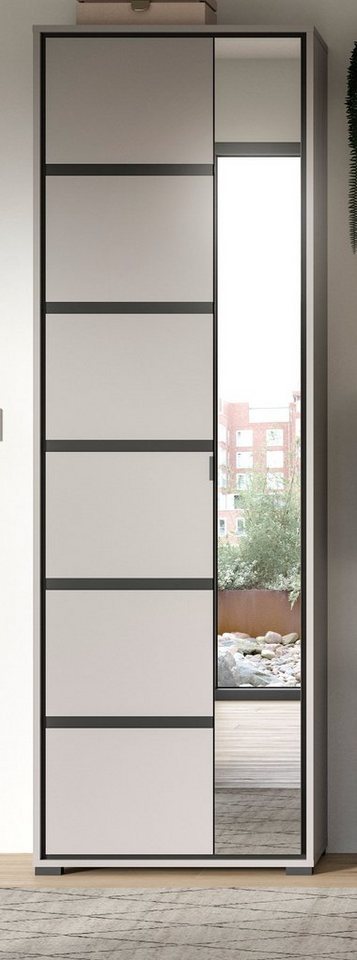 Inn.Furn Garderobenschrank Malik (in grau mit schwarz, 2-türig, 65 x 196 cm günstig online kaufen