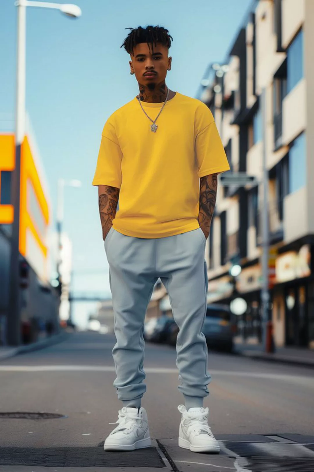 Reichstadt Oversize-Shirt Casual T-Shirt 24RS058 Yellow XL in kräftigen Far günstig online kaufen