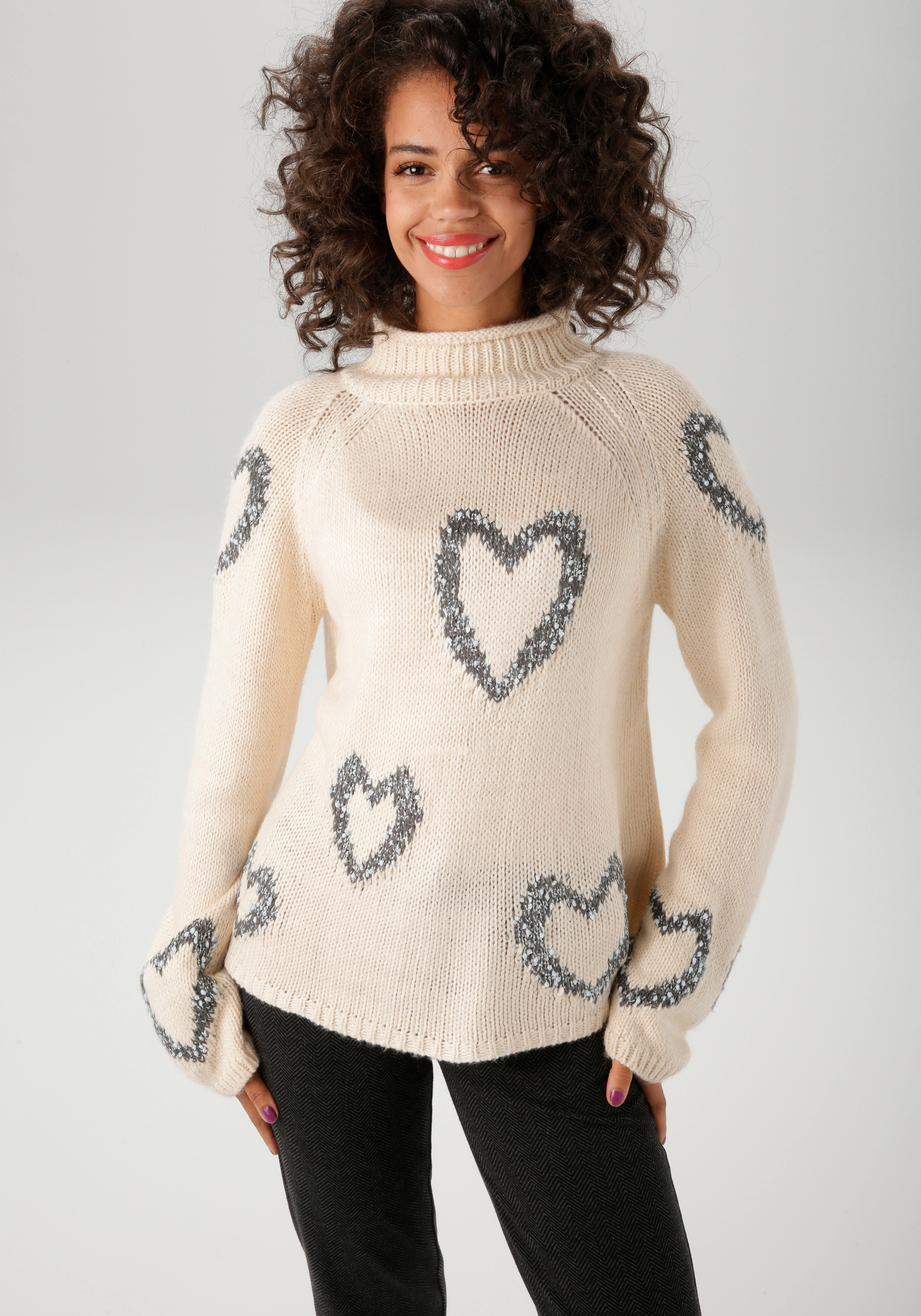 Aniston CASUAL Strickpullover, mit eingestrickten Herzen - NEUE KOLLEKTION günstig online kaufen