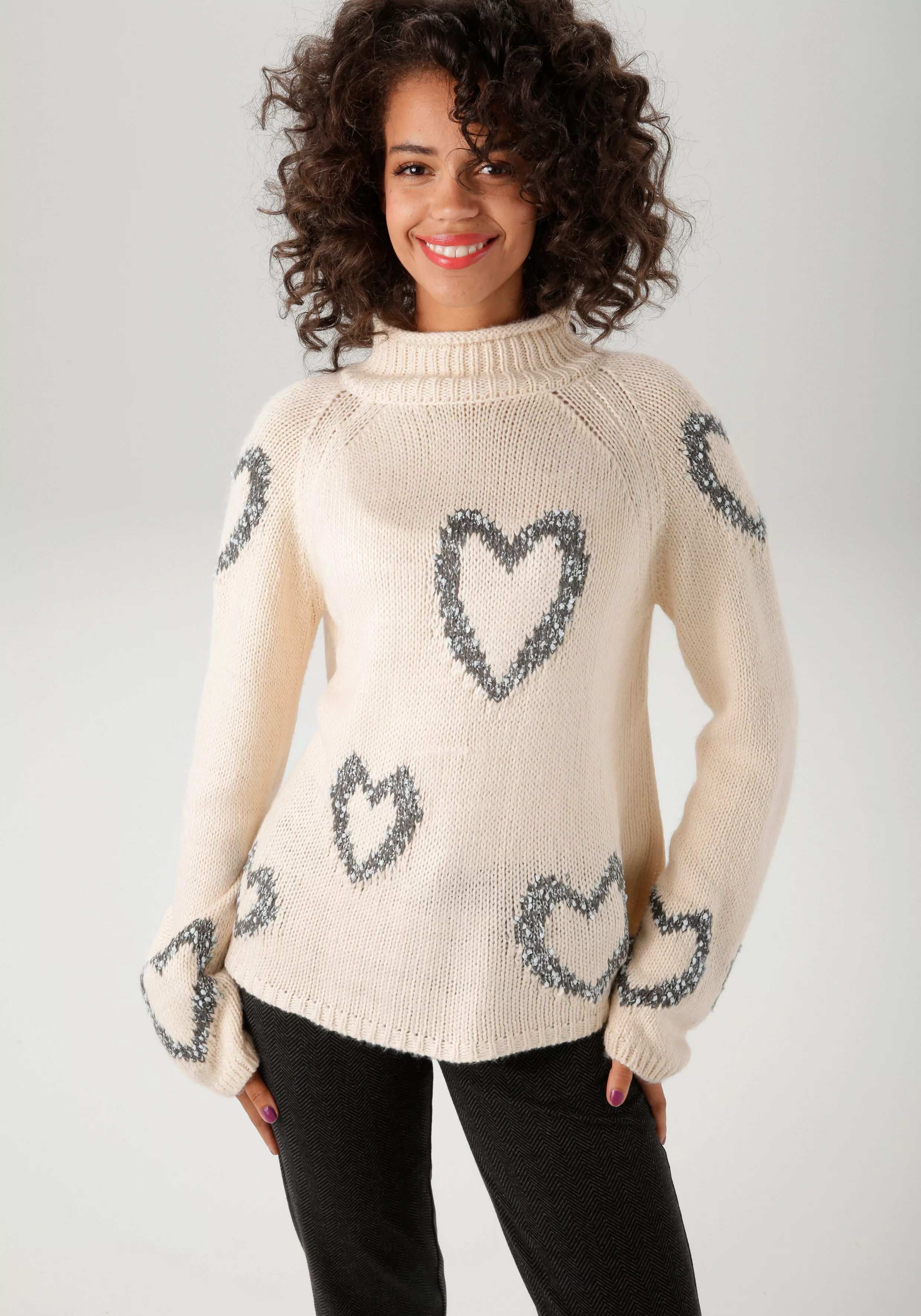 Aniston CASUAL Strickpullover, mit eingestrickten Herzen - NEUE KOLLEKTION günstig online kaufen