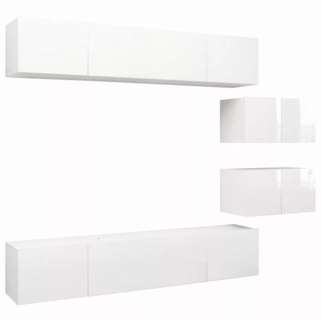 vidaXL TV-Schrank 6-tlg TV-Schrank-Set Hochglanz-Weiß Spanplatte günstig online kaufen