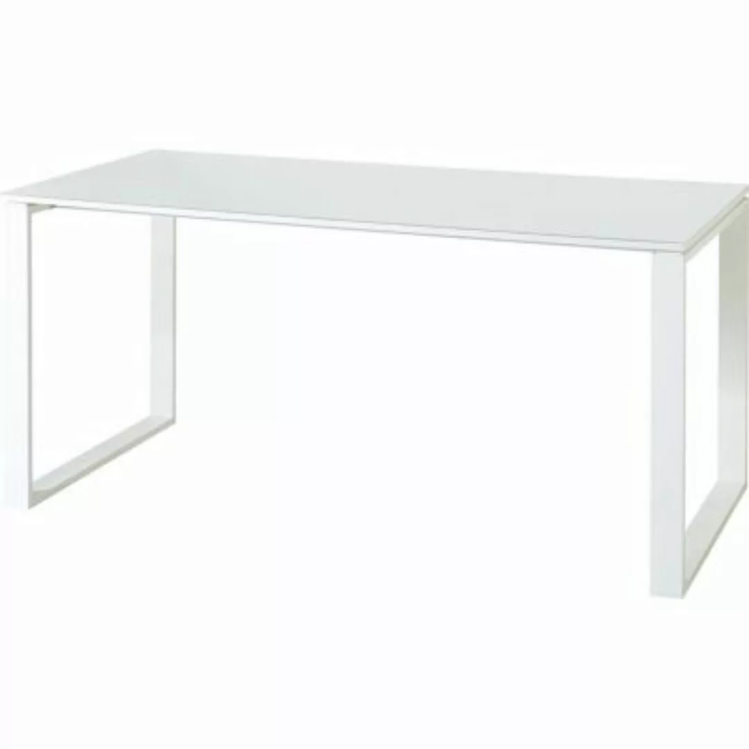 Lomadox Design Büro Schreibtisch 160cm mit Glas-Platte MONTERO-01 weiß mit günstig online kaufen